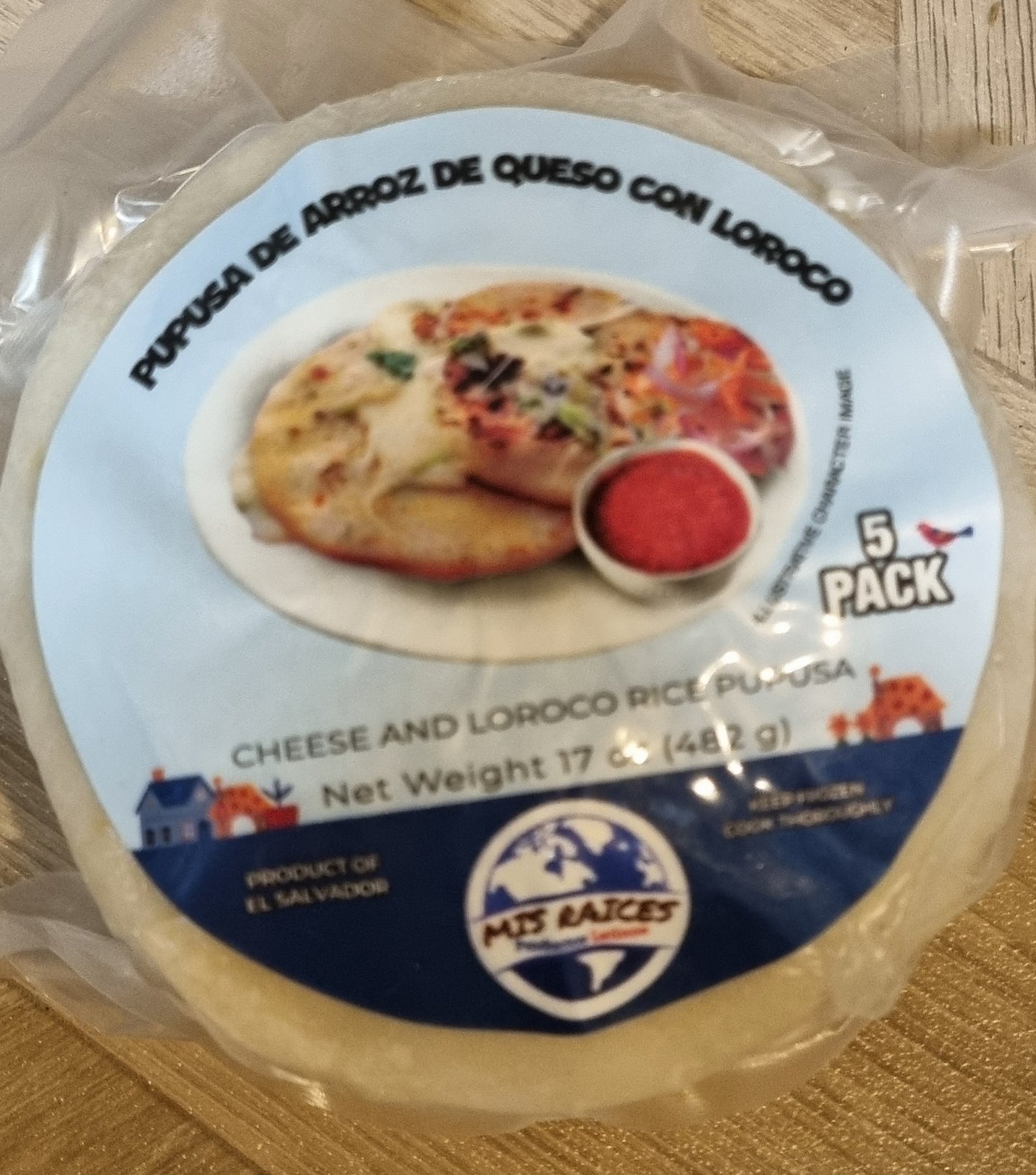PUPUSAS DE ARROZ QUESO CON LOROCO 5UN 482gr