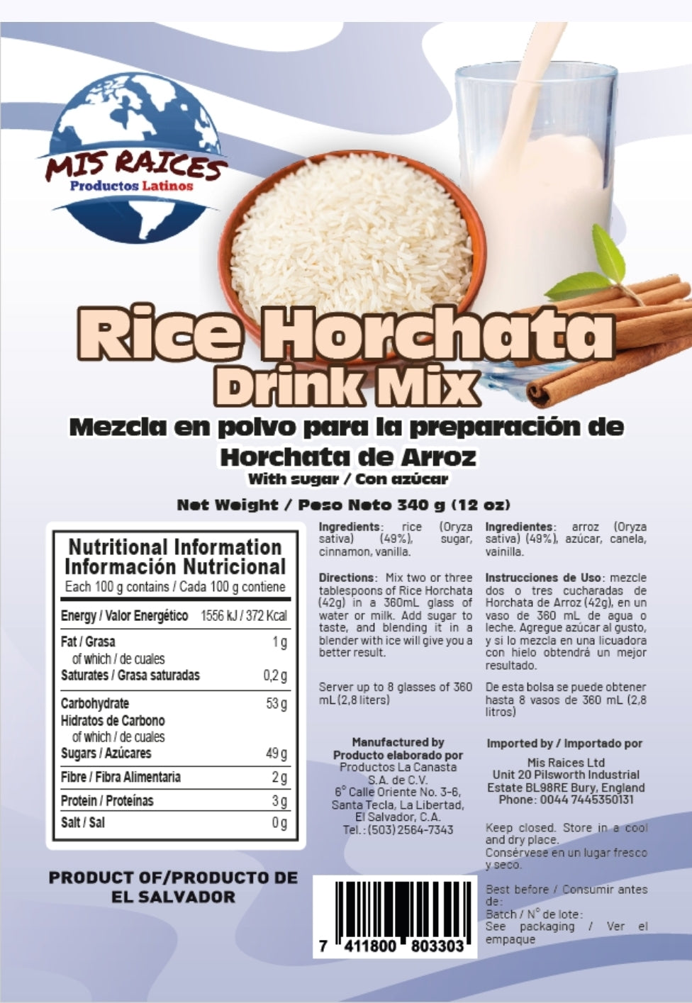 HORCHATA ARROZ LA CANASTA 340GR