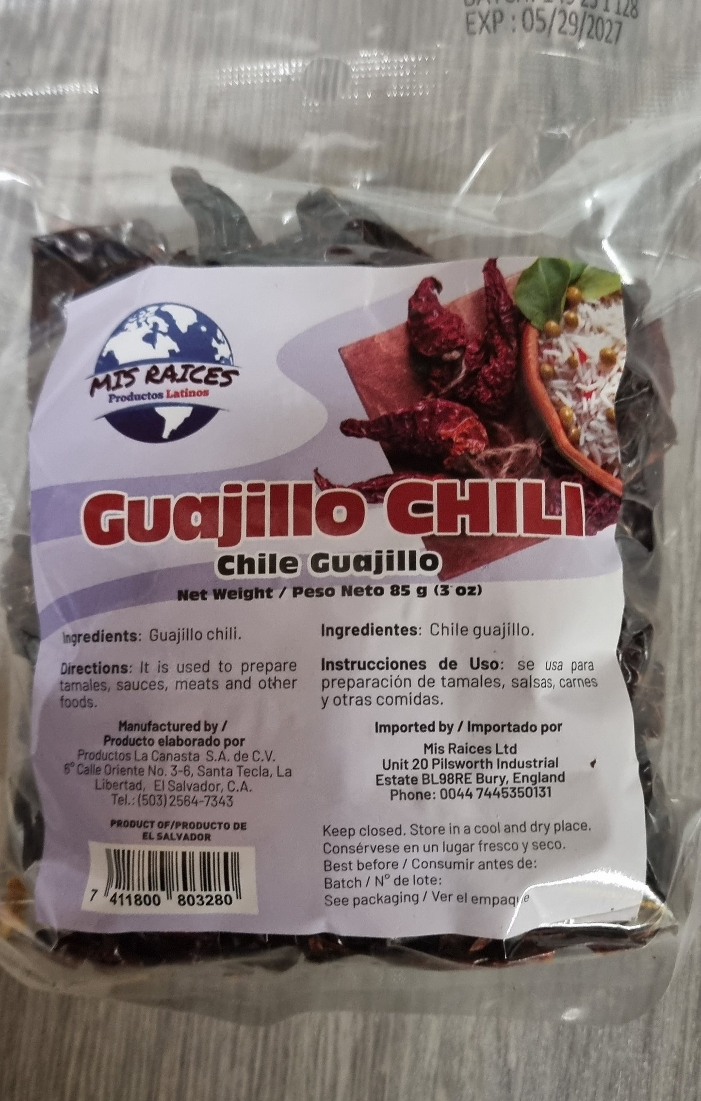 CHILE SECO GUAJILLO 85GR